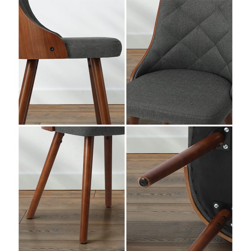 Set of 2 Gianni Deluxe Padded Dining Room Chairs | Wooden Back Padded Modern Dining Chairs