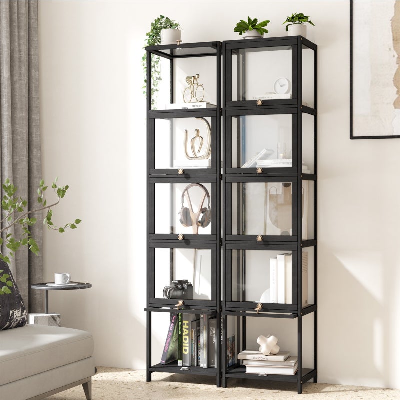 Centrum Bamboo Multi Tier Storage Unit | Versatile Bamboo and Acrylic Display Cabinet