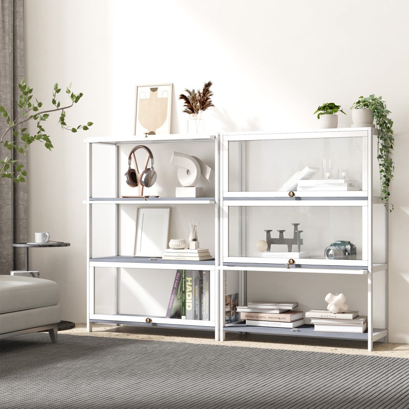 Centrum Bamboo Multi Tier Storage Unit | Versatile Bamboo and Acrylic Display Cabinet