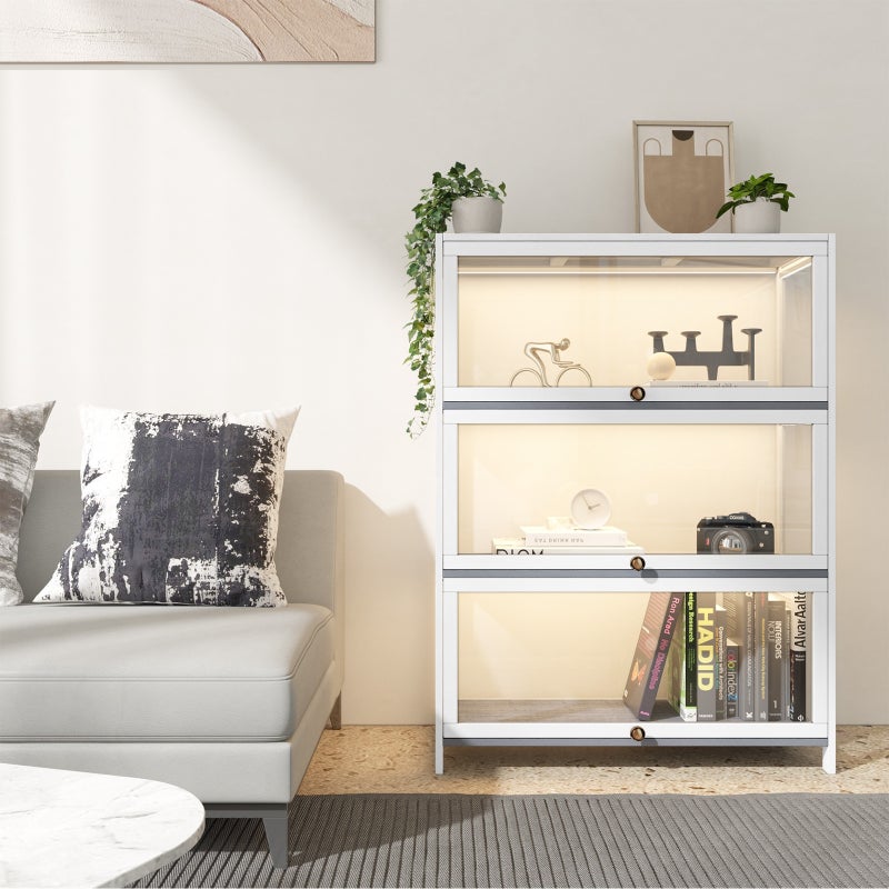 Centrum Bamboo Multi Tier Storage Unit | Versatile Bamboo and Acrylic Display Cabinet