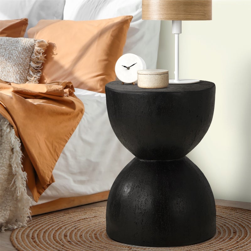 Terzzi Nero Two In One Concrete Side Stool or Bedside Table | Indoor Outdoor Verstaile Modern Stands