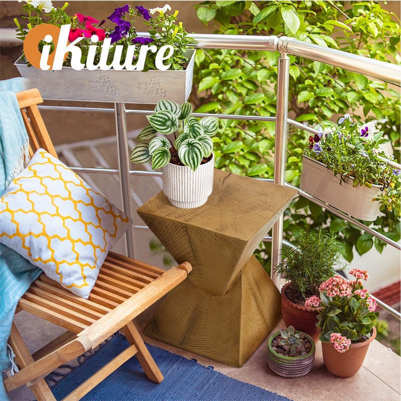 Terzzi Two In One Concrete Diamond Stool or Bedside Table | Indoor Outdoor Verstaile Modern Stands