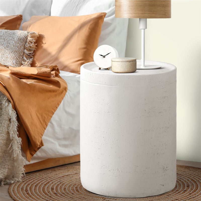 Terzzi Two In One Concrete Romano Stool or Bedside Table | Indoor Outdoor Verstaile Modern Stands