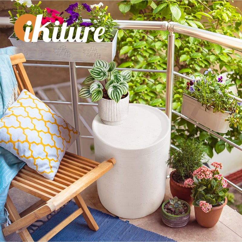 Terzzi Two In One Concrete Romano Stool or Bedside Table | Indoor Outdoor Verstaile Modern Stands