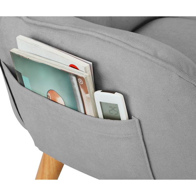 Lana Fabric Lounge Chair And Ottoman Stool | Swivel Seat Recline Extra Soft Armchair and Ottoman Set