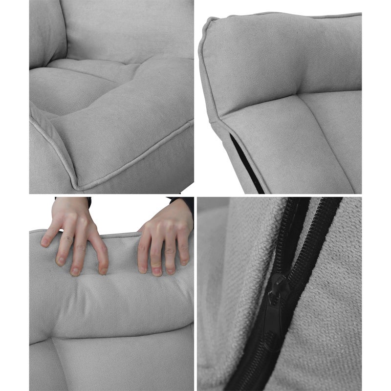 Lana Fabric Lounge Chair And Ottoman Stool | Swivel Seat Recline Extra Soft Armchair and Ottoman Set