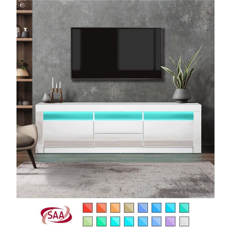 Neo Luxe LED 16 Light TV Cabinet 180cm Entertainment Unit | Hi Gloss TV Unit Stand