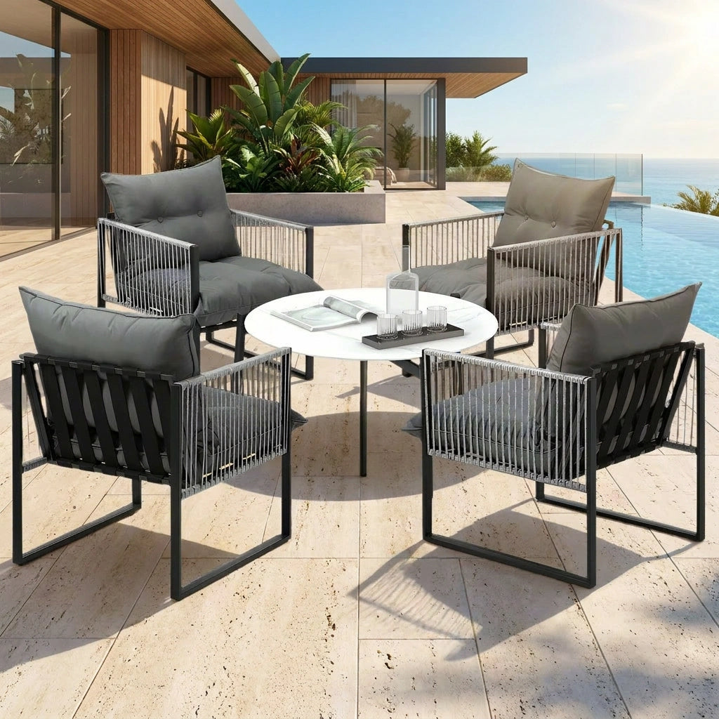 Amalfi 3 or 5pc Premium Table and Chair Outdoor Set | Soft Cushioned Chairs and Table Patio Furniture Set