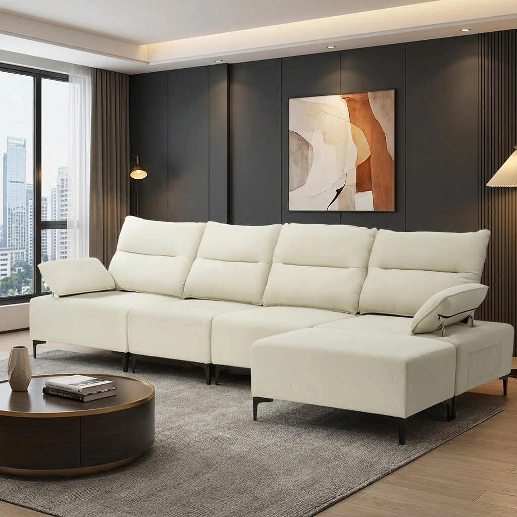 Valore Plush Fabric Modular Sofa Couch | Soft Chenille Fabric Modular Lounge Adjustable Armrests