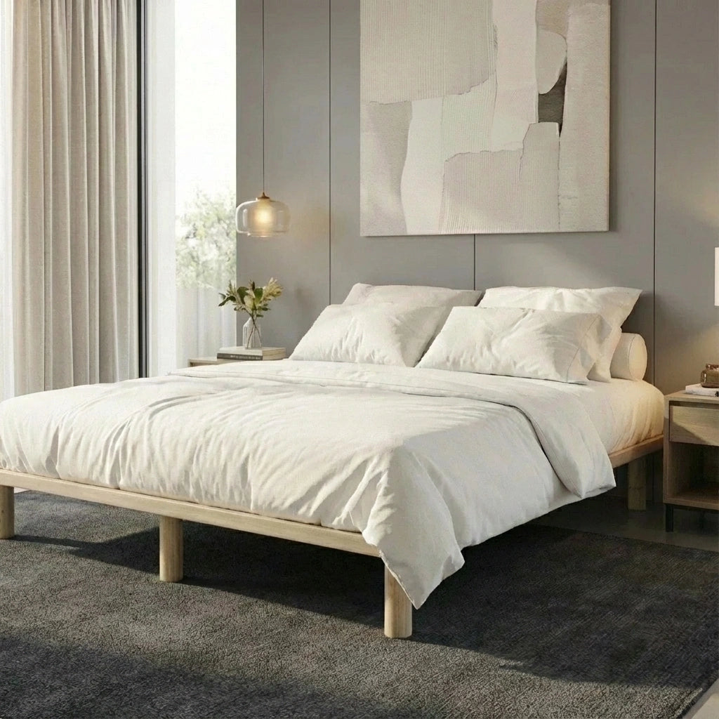 Scandi Luxe Premium Timber Platform Bed | Reinforced Durable Wooden Floating Bed Base