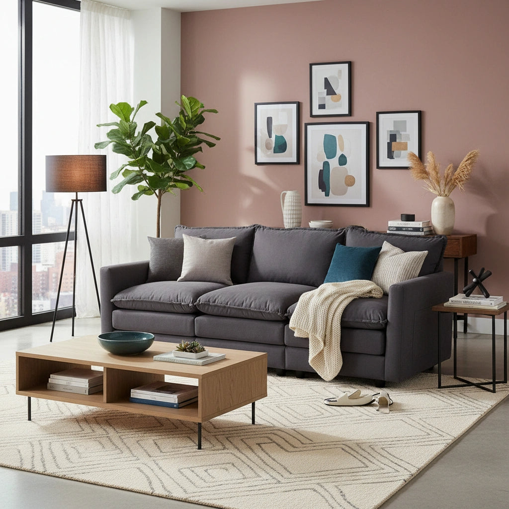 Nico Ultra Plush Fabric Modular Sofa Lounge | Soft Corduroy Fabric Modular Sofa Thick Cushions