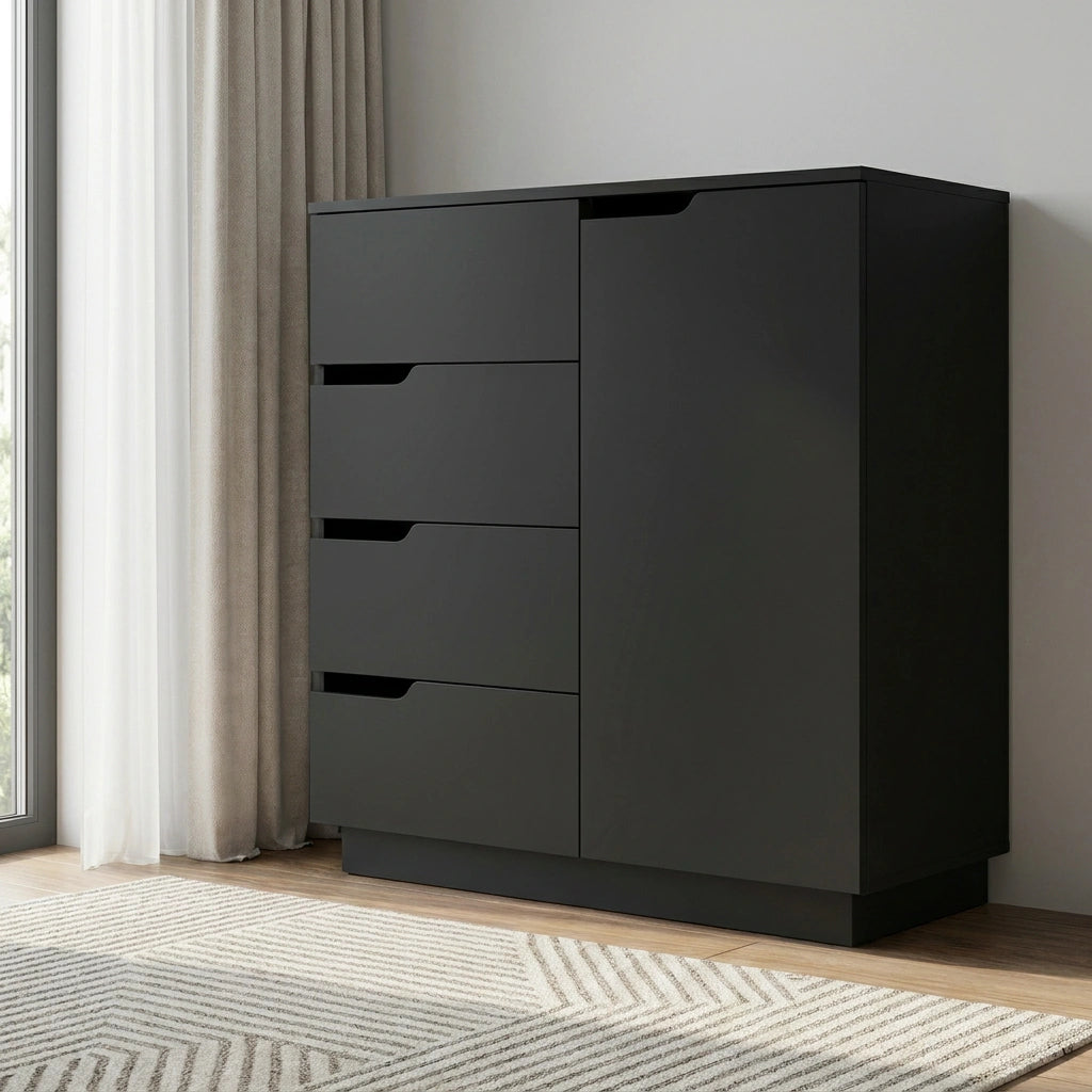 Urbino 4 Draw Modern Dresser Tallboy | 4 Draw Chest Of Drawers Wooden Storage Unit
