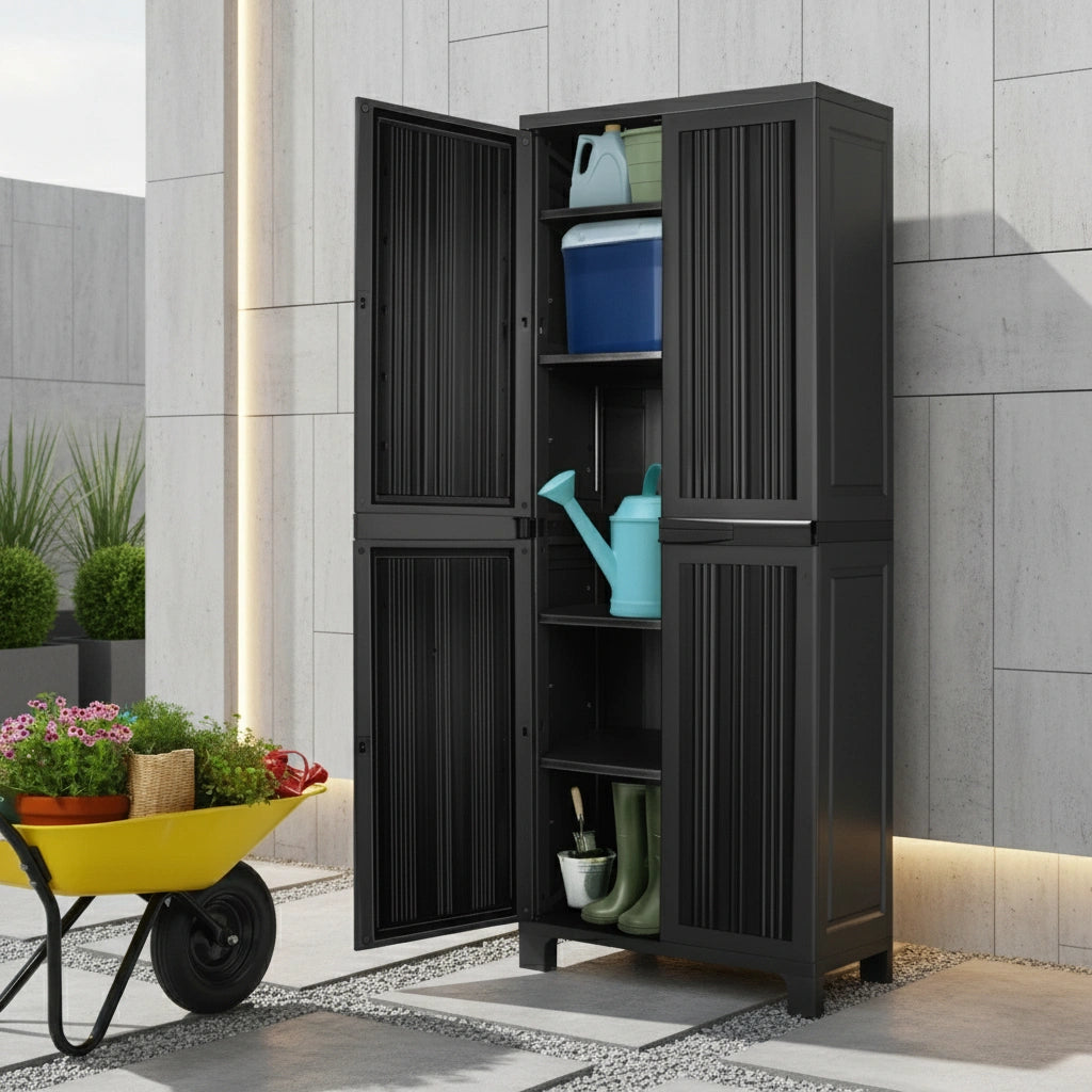 Forte Weatherproof Outdoor Storage Cabinet Box | Lockable Garden or Garage Storage Cupboard by Livsip
