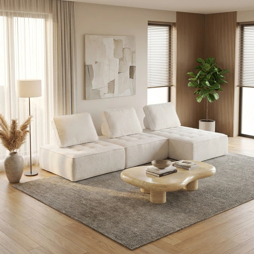 Natuzzo Verstaile Modular Sofa Lounge Set | Adjustable Armless Sofa Lounge