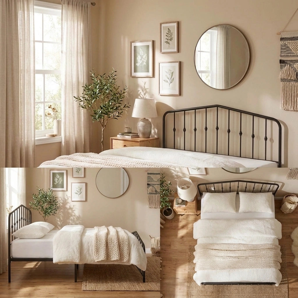 Obsidian Vintage Full Metal Extra Strong Bed Frame | Classic Design Metal Bed in Black