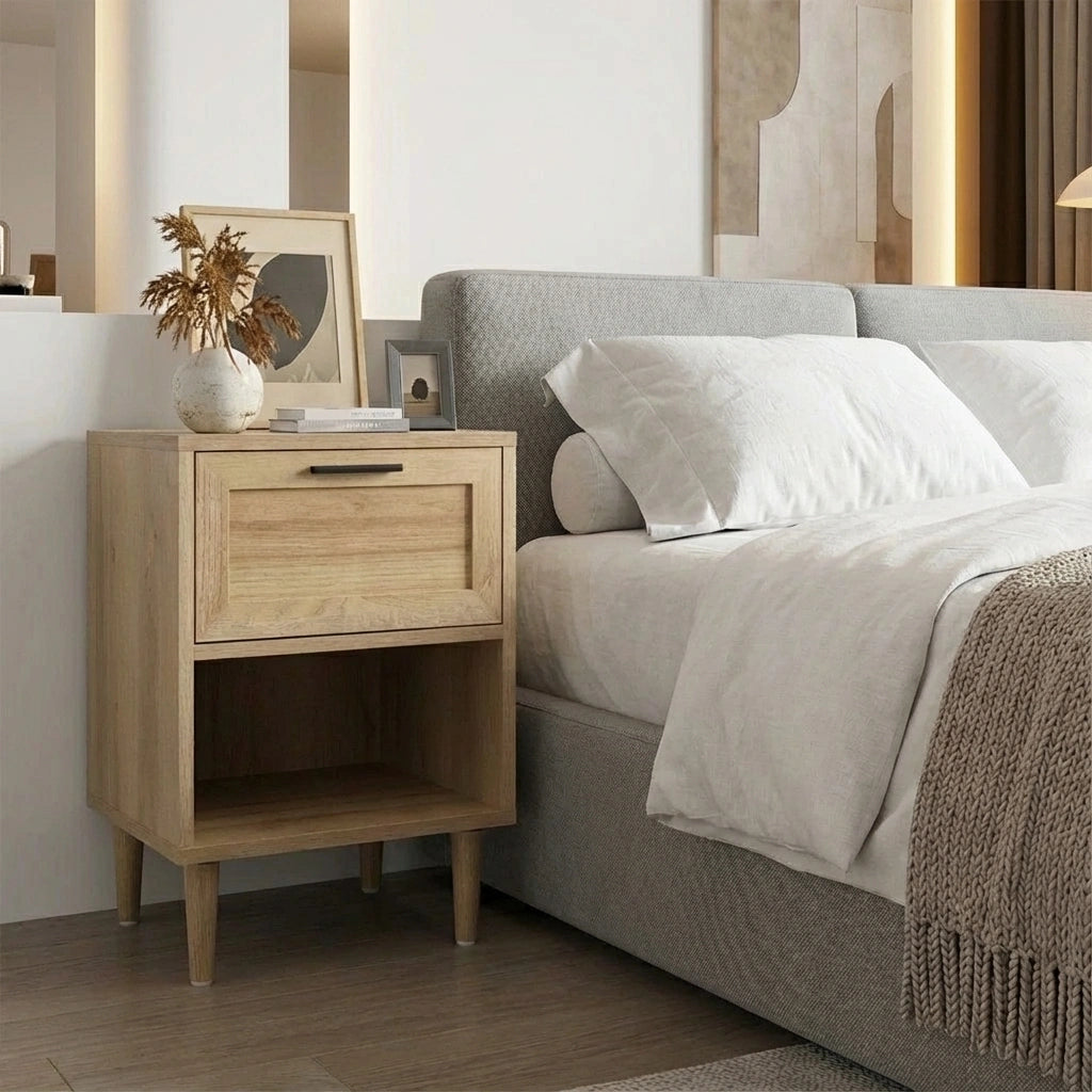 Aspire Modern Two Drawer Bedside Table | Modern Wooden Storage Unit Nightstand
