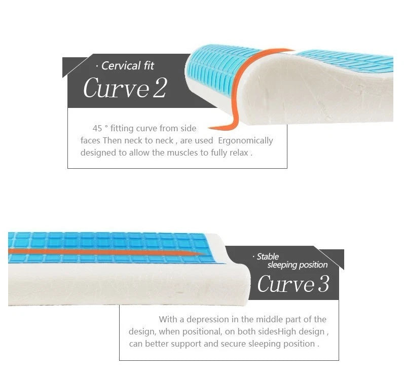 Extra Large Premium Curve Shaped Support Cooling Memory Foam Gel Pillow 62 x 38cm