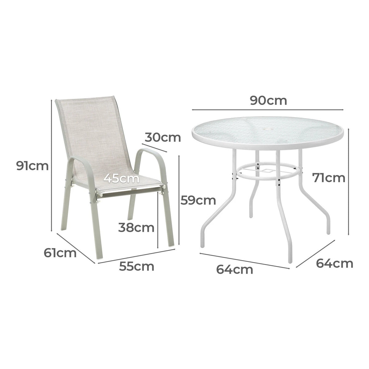 Solero 5 Piece Outdoor Dining Set | 90cm Round Table Outdoor Bistro Set