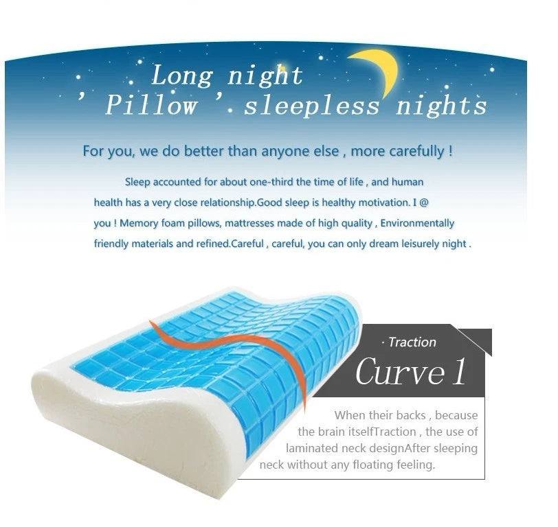Extra Large Premium Curve Shaped Support Cooling Memory Foam Gel Pillow 62 x 38cm