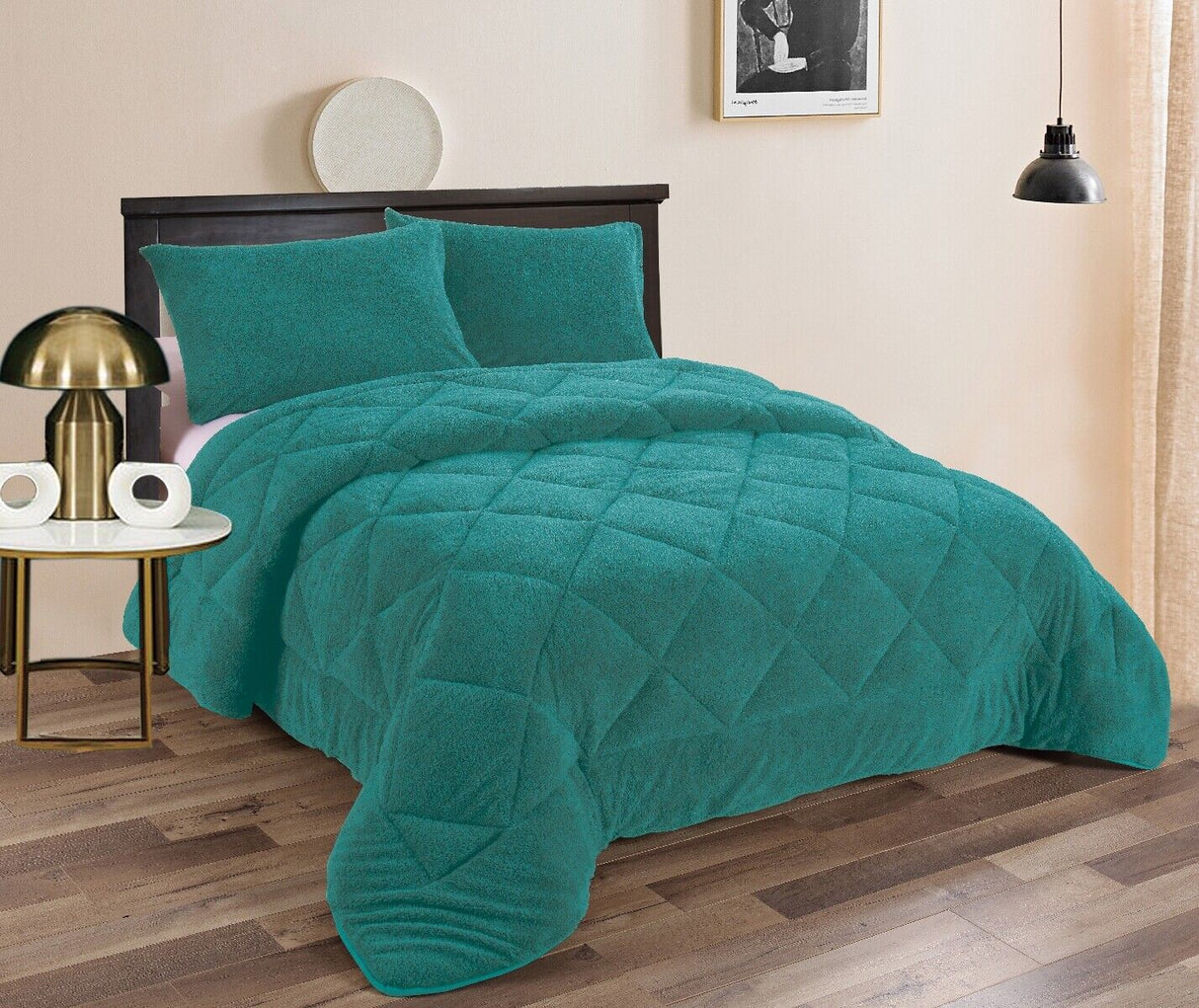 Ramesses Fluffy Soft Teddy Fleece 3pc Comforter Set | Ultra Warm Bedding Fluffy Comforter