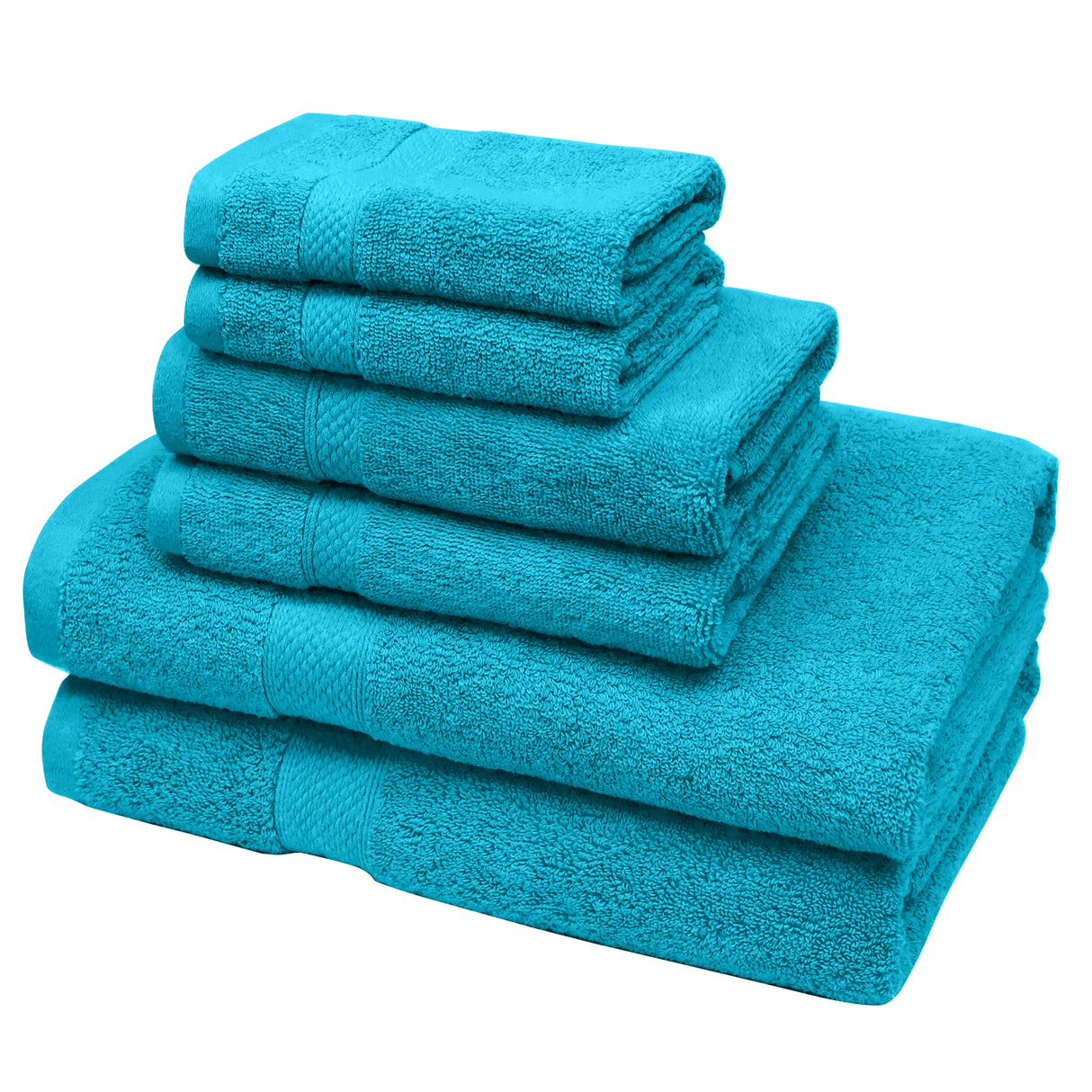 Luxiore Ultra Soft 6pc 100% Cotton 650GSM Towel Set | Plush Superior Cotton Six Piece Bath Towel Set