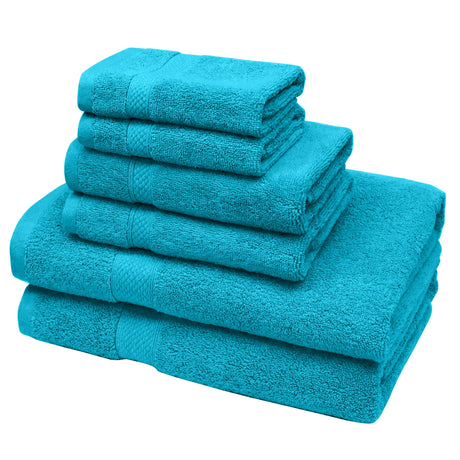 Luxiore Ultra Soft 6pc 100% Cotton 650GSM Towel Set | Plush Superior Cotton Six Piece Bath Towel Set