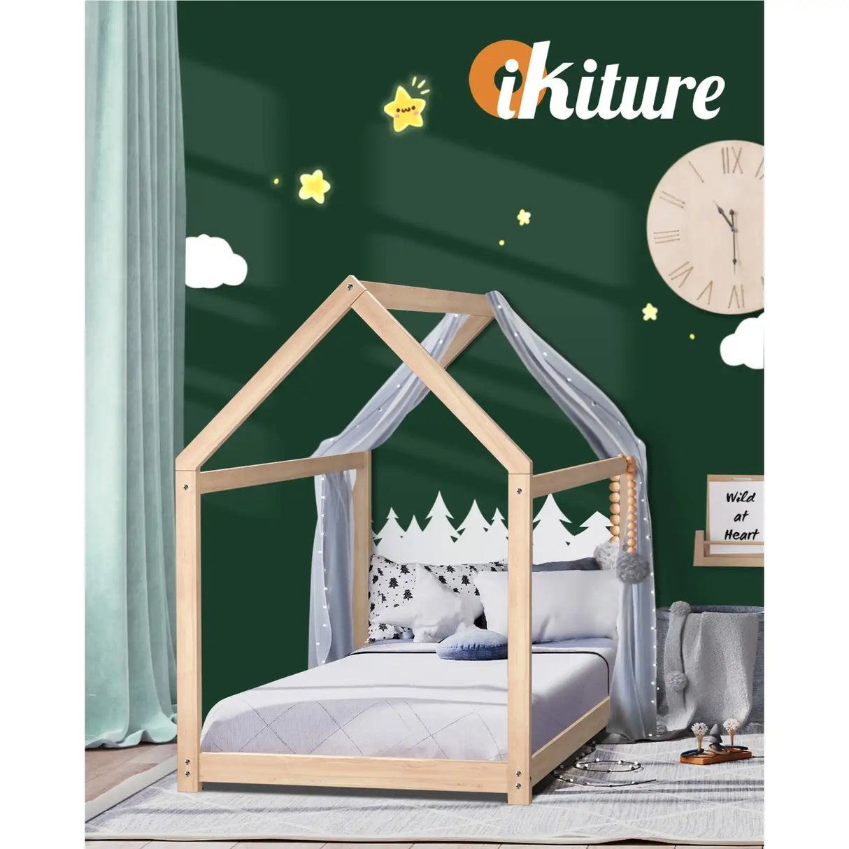 Scandi Wooden Kids House or Teepee Bed in Single Size | Novelty Kids Beds | Wooden Childrens Beds