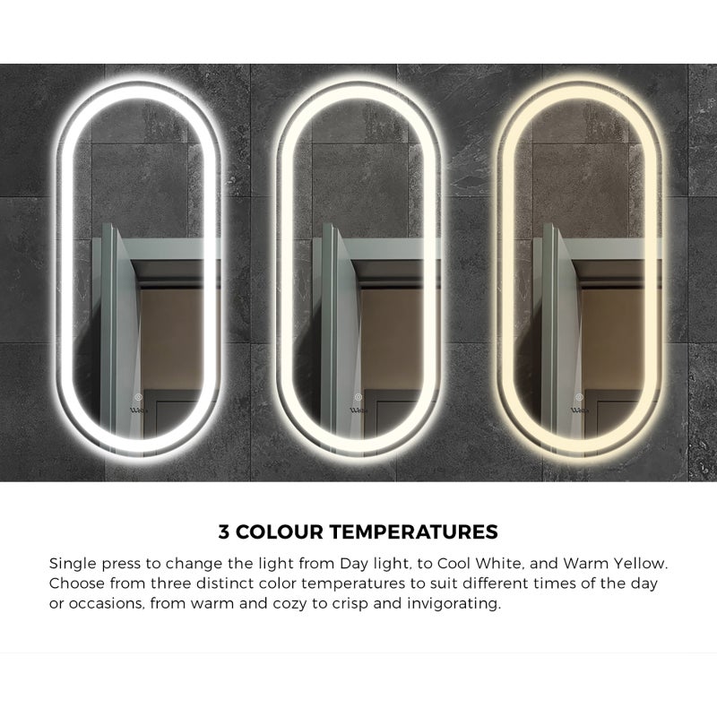 Lumiro Oval Bathroom LED Mirror | Oval Modern High Quality 3 Colour LED Bathroom Mirros | Easy Install Anti Fog