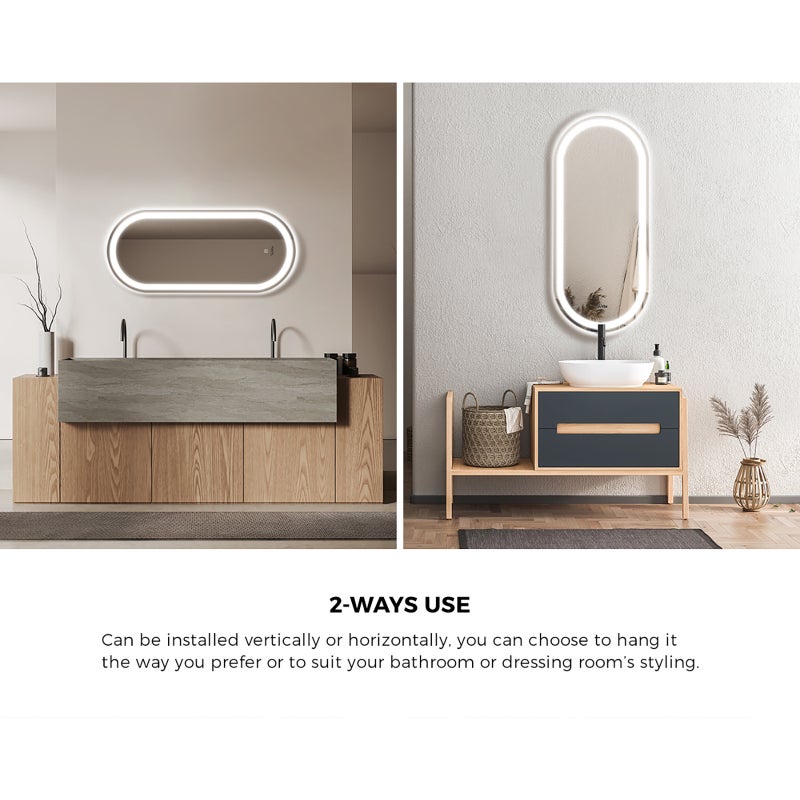 Lumiro Oval Bathroom LED Mirror | Oval Modern High Quality 3 Colour LED Bathroom Mirros | Easy Install Anti Fog