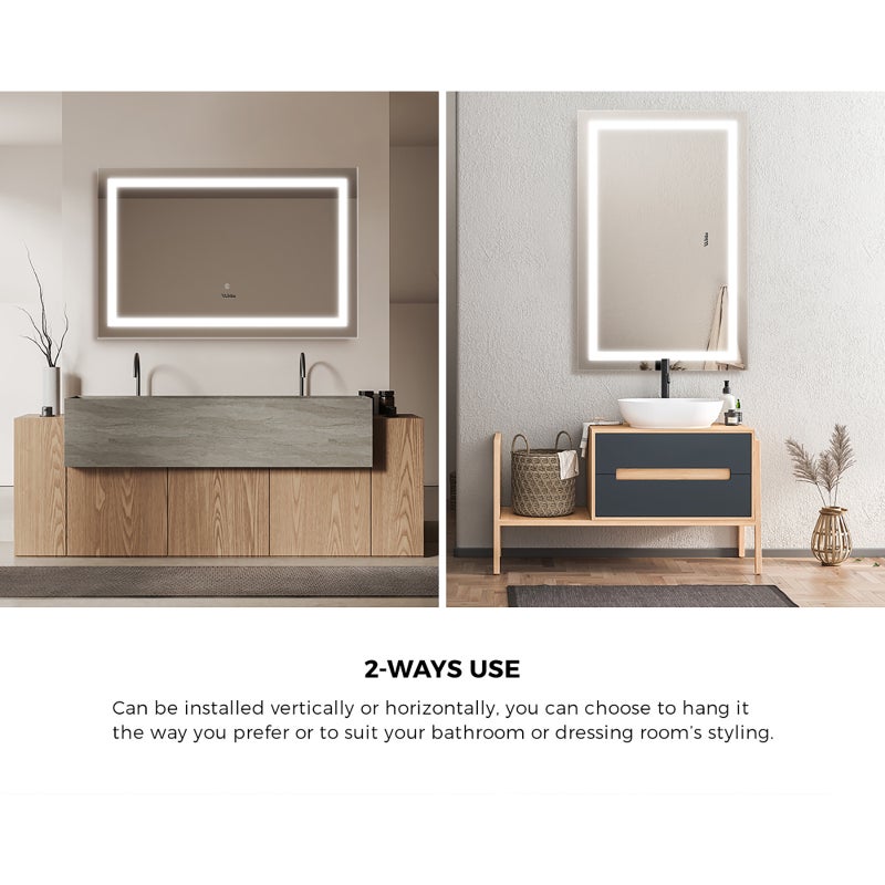 Lumiro Rectangular Bathroom LED Mirror | Rectangular Modern High Quality 3 Colour LED Bathroom Mirros | Easy Install Anti Fog