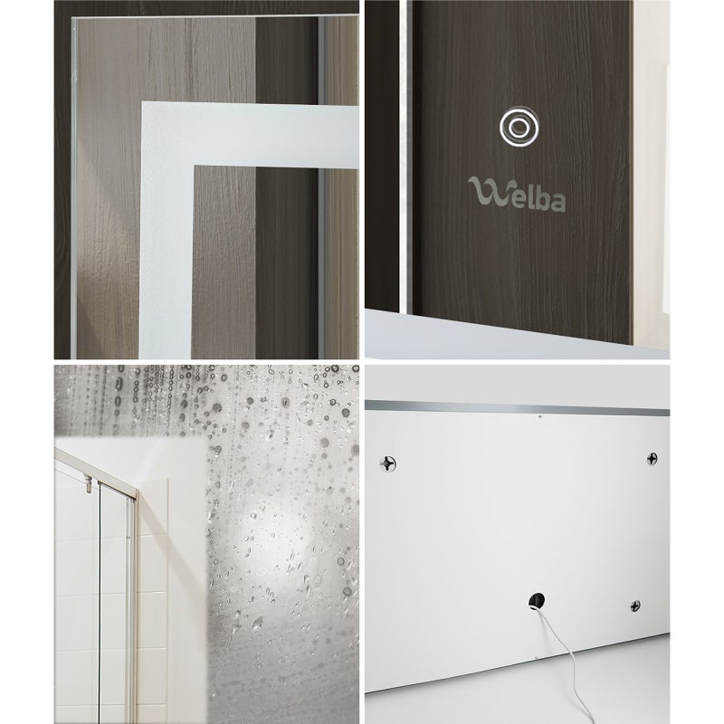 Lumiro Rectangular Bathroom LED Mirror | Rectangular Modern High Quality 3 Colour LED Bathroom Mirros | Easy Install Anti Fog