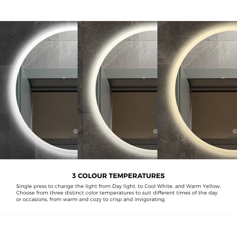 Lumiro Round Bathroom LED Mirror | Round Modern High Quality 3 Colour LED Bathroom Mirros | Easy Install Anti Fog