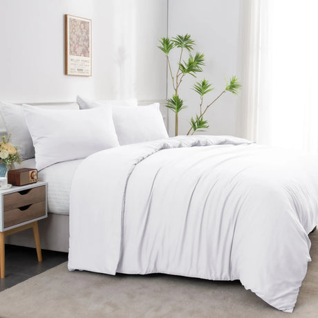 Luxiore 2000TC Breathable Bamboo Blend Quilt Cover Set | Eco Friendly Anti Wrinkle Bamboo Duver Cover Set