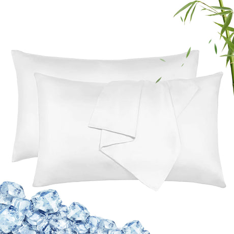 Set of Two Luxiore Ultra Soft 100% Bamboo Pillowcases | 2pc Silky 100% Bamboo Eco Friendly Pillowcases