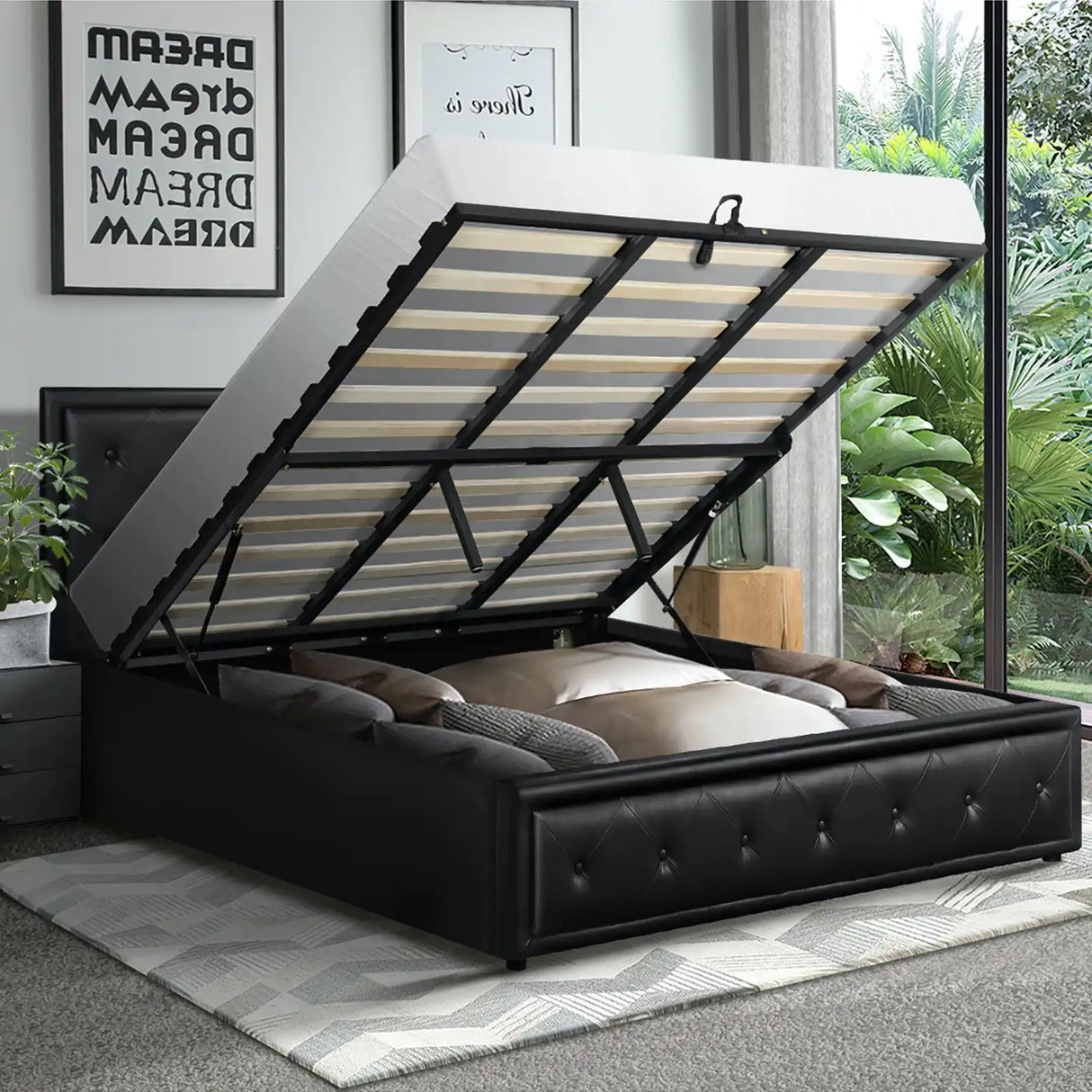 Fiori Luxury Gas Lift Storage Bed | Two In One Premium Modern Storage Bed Combo