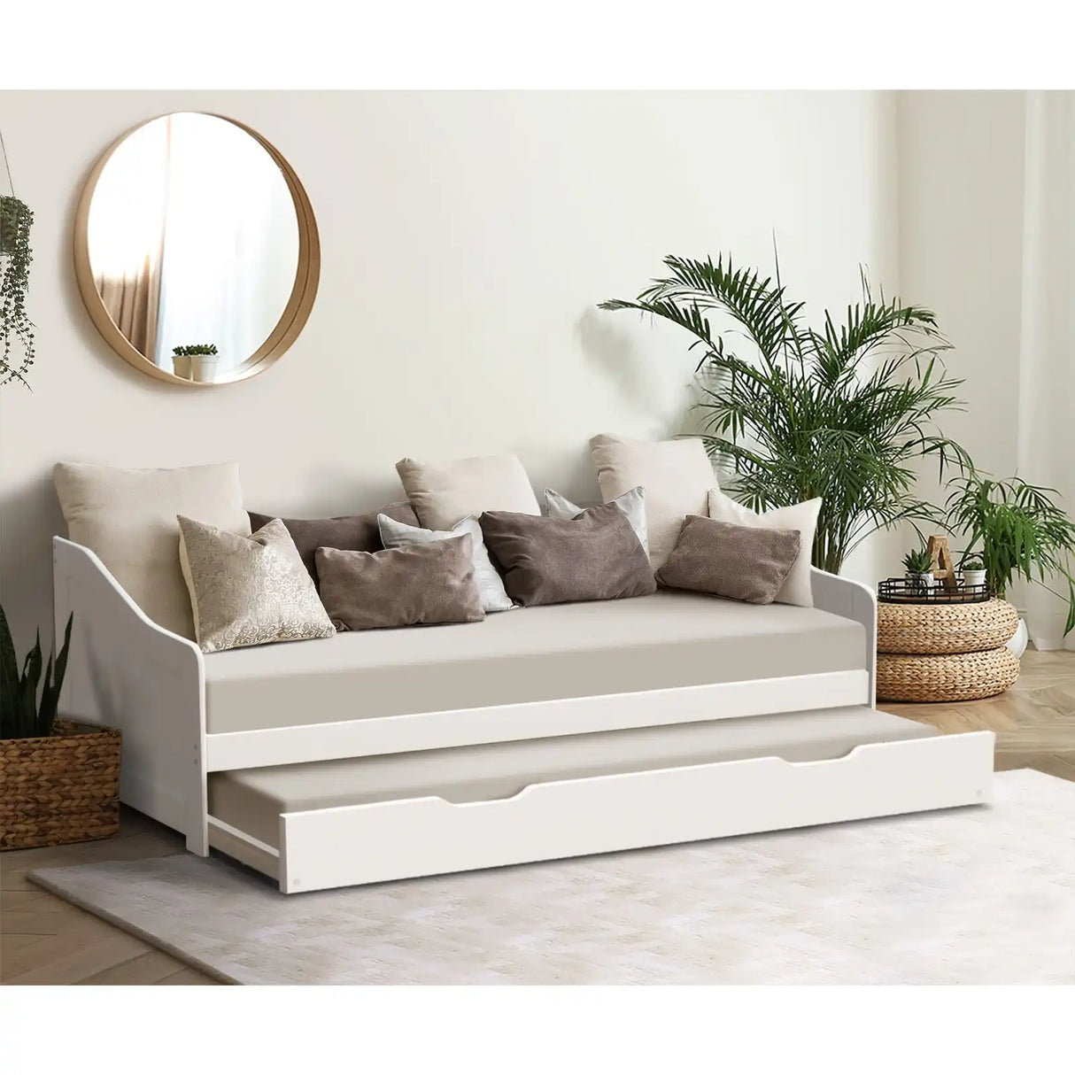 Reggio Kids Trundle Bed | Kids Two in One Daybed Single Size and Single Trundle