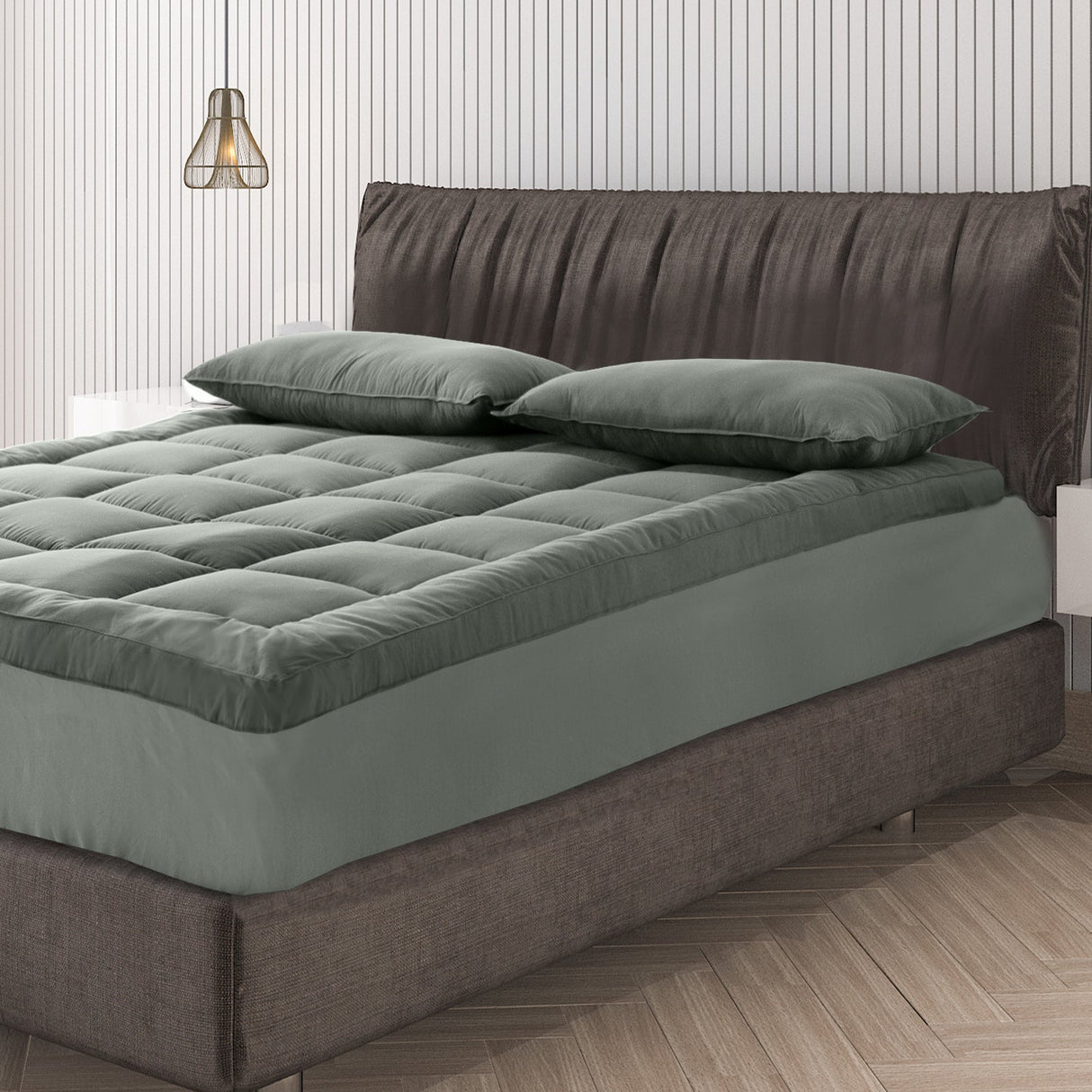 Essenza 800GSM Charcoal Infused Bamboo Blend Topper | Fitted Bamboo Charcoal Luxury Plush Mattress Topper | 5 Sizes