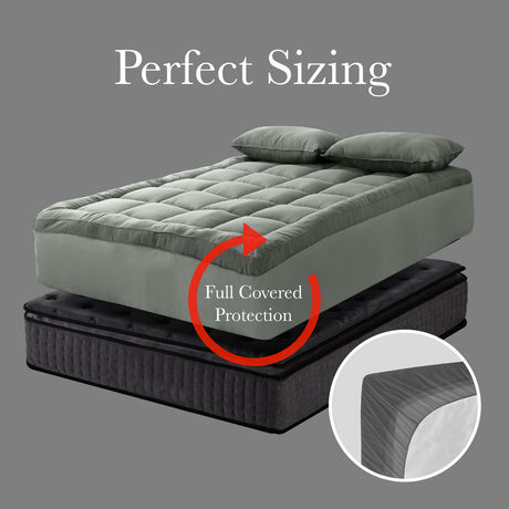 Essenza 800GSM Charcoal Infused Bamboo Blend Topper | Fitted Bamboo Charcoal Luxury Plush Mattress Topper | 5 Sizes