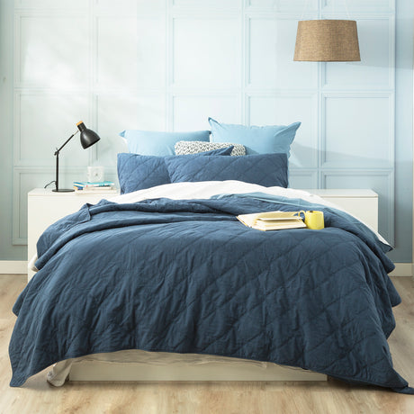 Luxury 3pc Attwood Vintage Stone Washed Cotton Quilted Coverlet Set by Renee Taylor