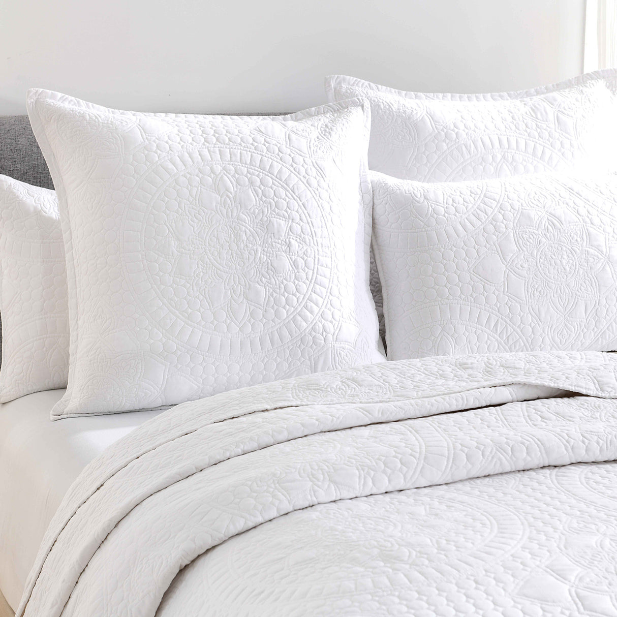 Textured Jacquard Blanco Zio 3pc Coverlet Set in White by Renee Taylor | Beautiful Oversized Coverlet