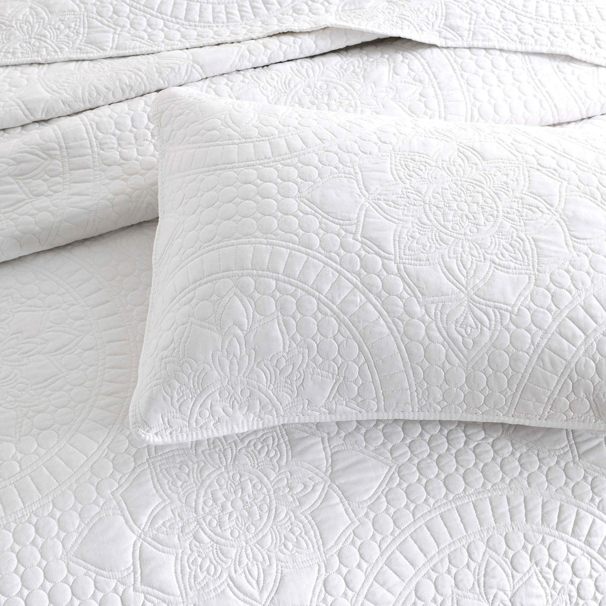 Textured Jacquard Blanco Zio 3pc Coverlet Set in White by Renee Taylor | Beautiful Oversized Coverlet