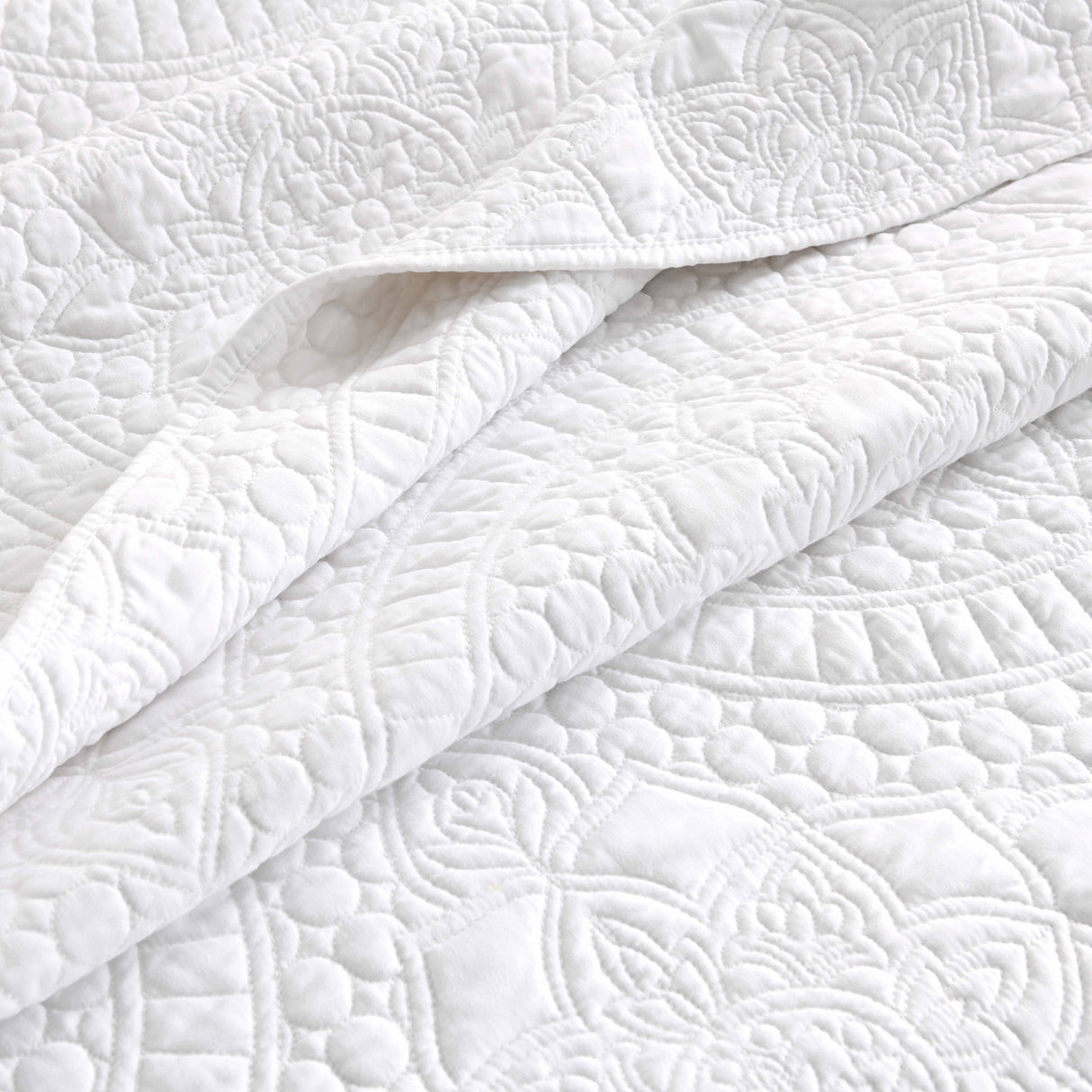 Textured Jacquard Blanco Zio 3pc Coverlet Set in White by Renee Taylor | Beautiful Oversized Coverlet