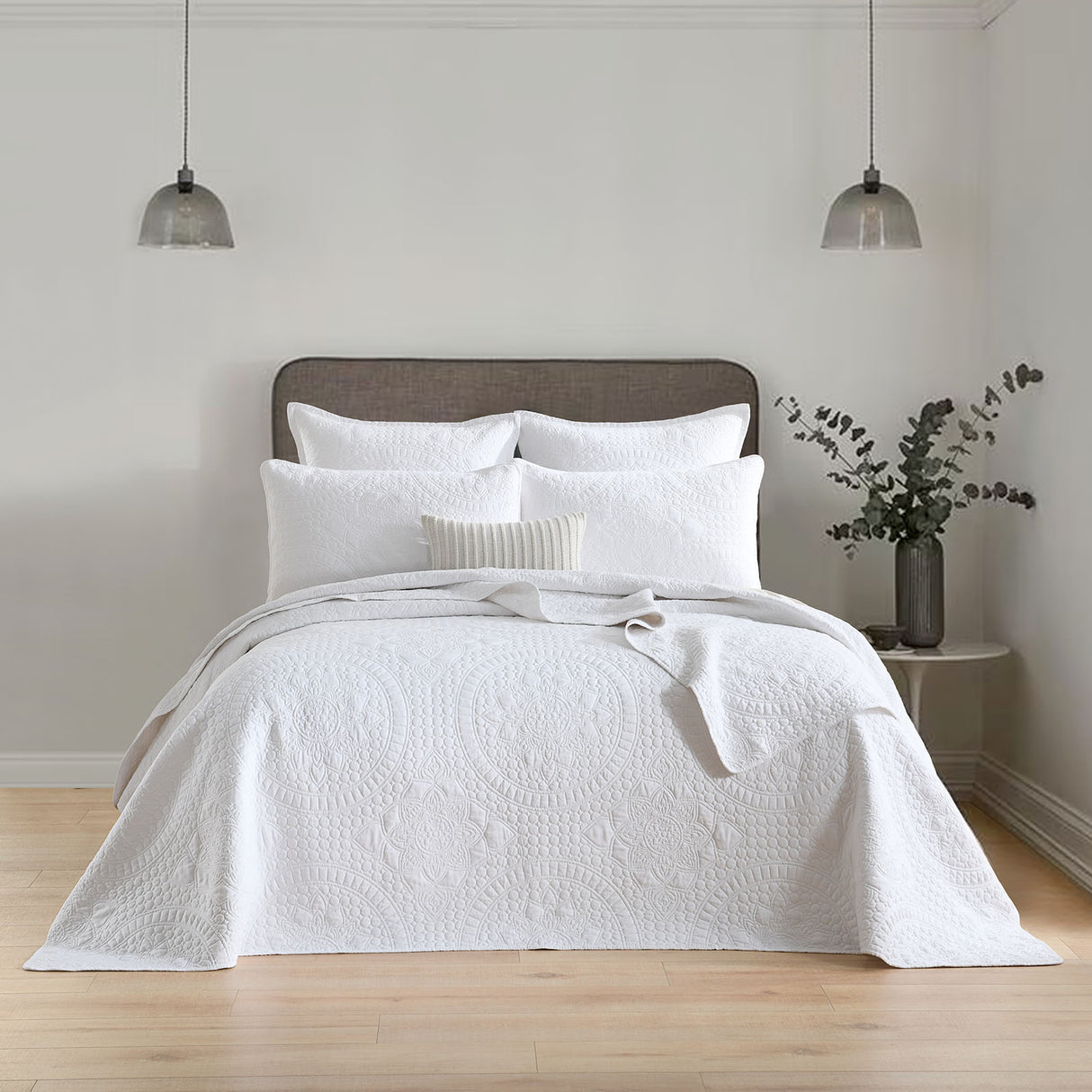 Textured Jacquard Blanco Zio 3pc Coverlet Set in White by Renee Taylor | Beautiful Oversized Coverlet