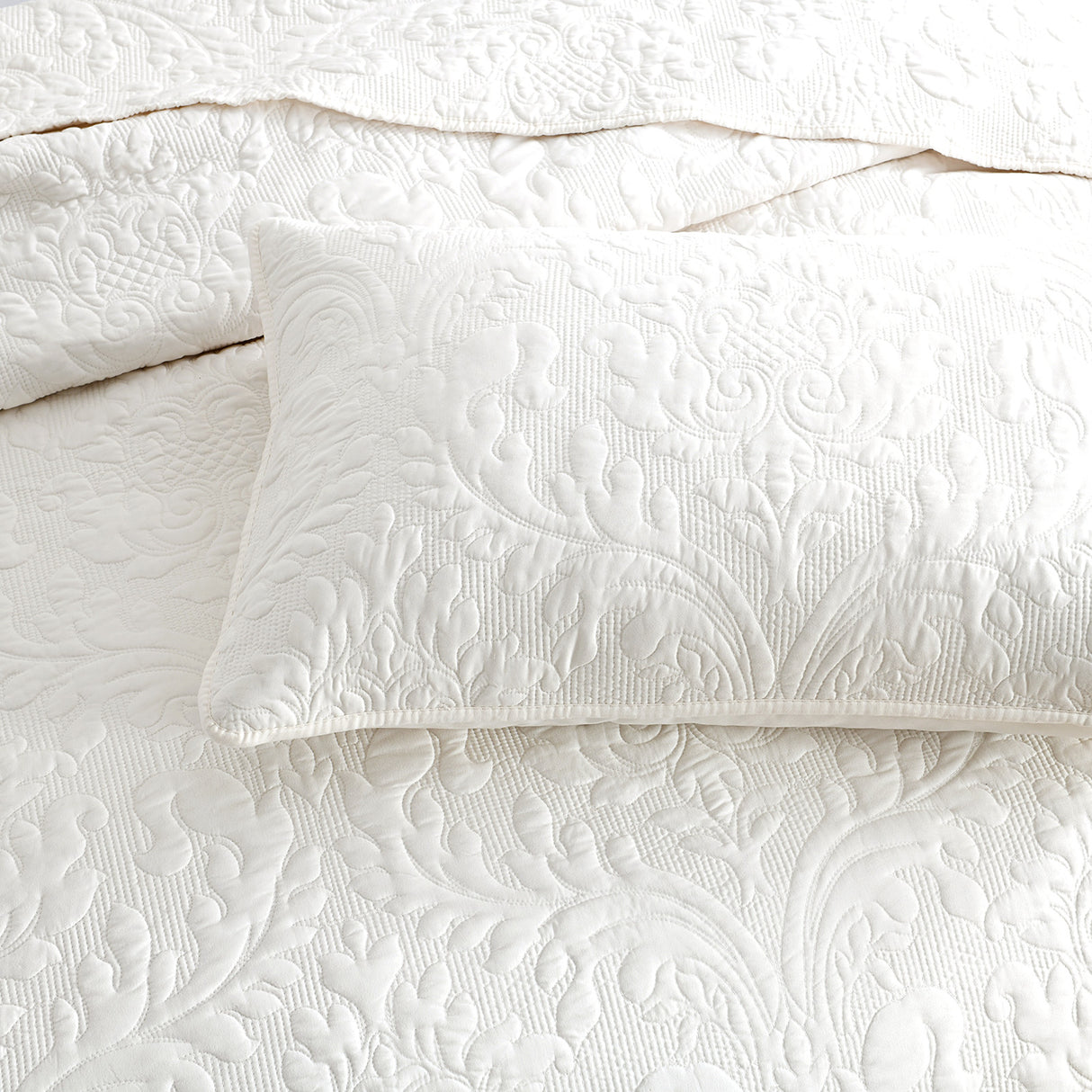 Textured Jacquard Danube Waves 3pc Coverlet Set in Stone by Renee Taylor | Beautiful Oversized Coverlet