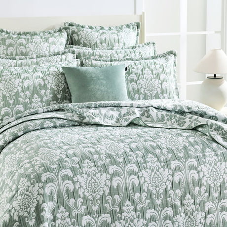 Textured Jacquard Tisa More 3pc Coverlet Set in Jade by Renee Taylor | Beautiful Oversized Coverlet