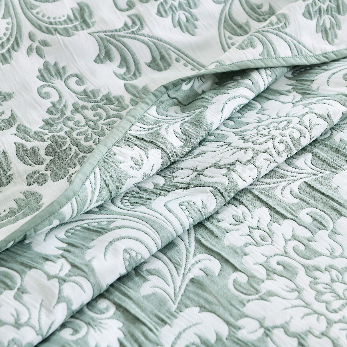 Textured Jacquard Tisa More 3pc Coverlet Set in Jade by Renee Taylor | Beautiful Oversized Coverlet