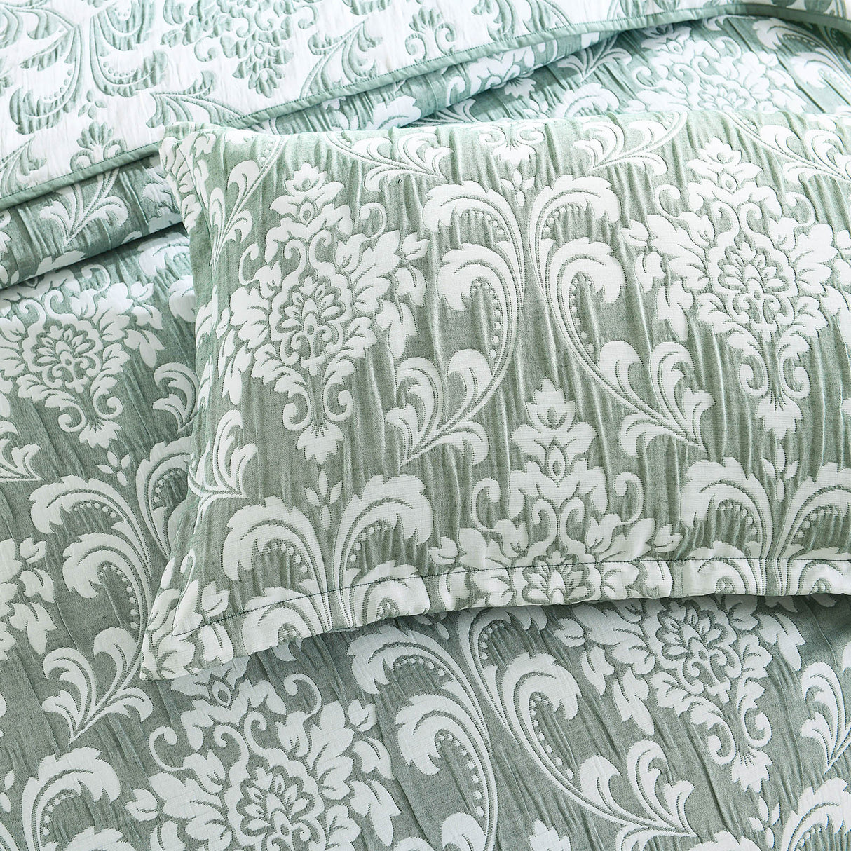 Textured Jacquard Tisa More 3pc Coverlet Set in Jade by Renee Taylor | Beautiful Oversized Coverlet