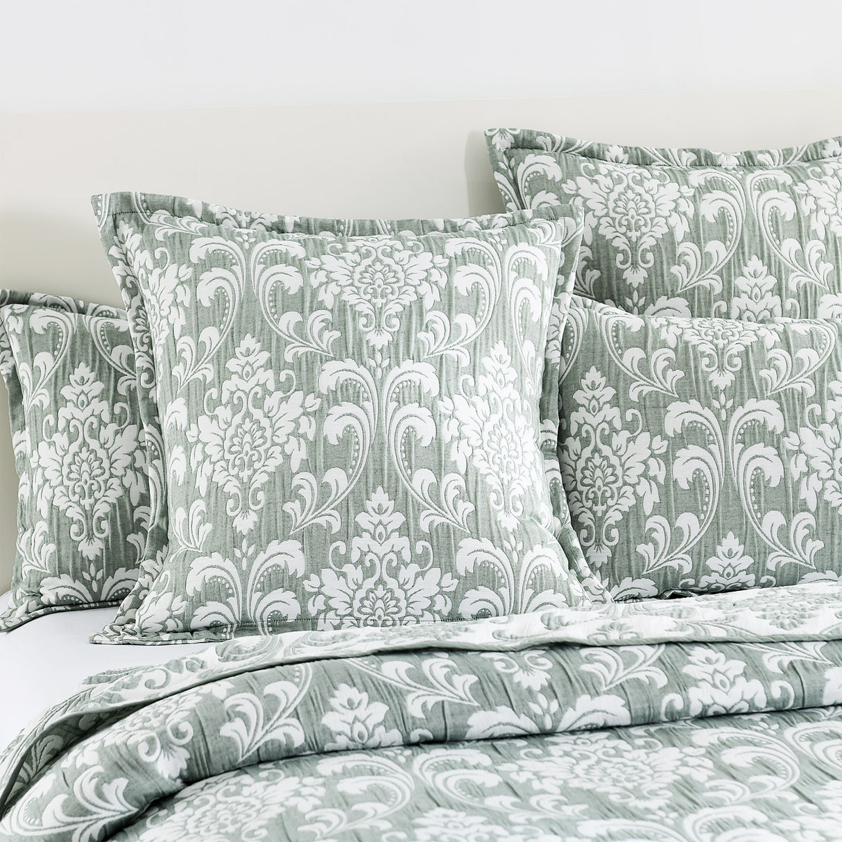 Textured Jacquard Tisa More 3pc Coverlet Set in Jade by Renee Taylor | Beautiful Oversized Coverlet