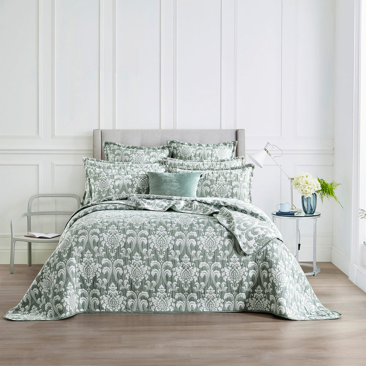 Textured Jacquard Tisa More 3pc Coverlet Set in Jade by Renee Taylor | Beautiful Oversized Coverlet