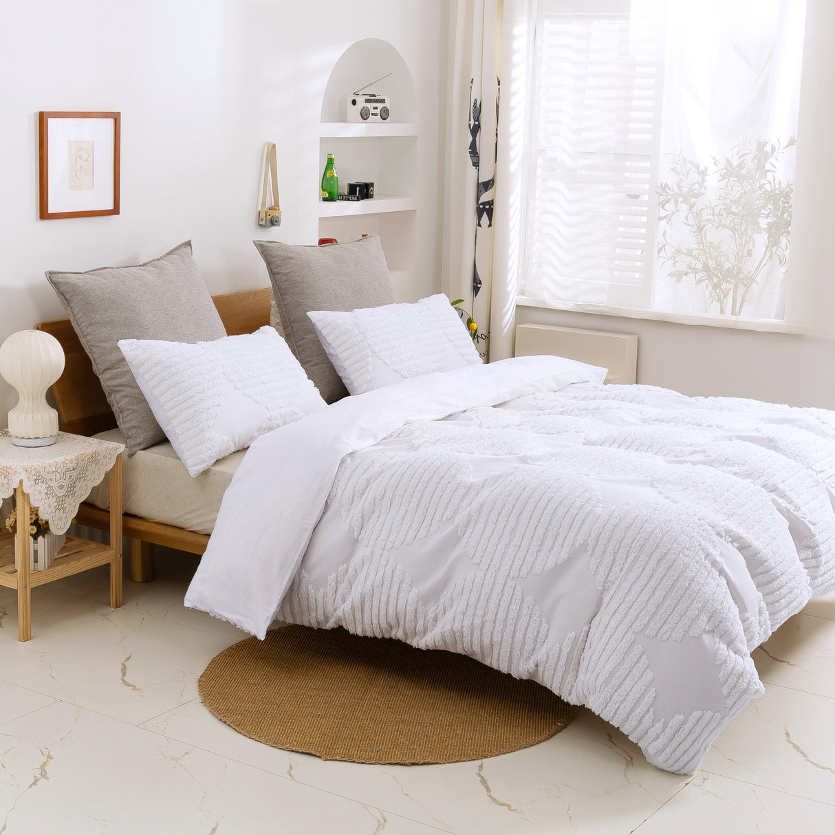 Luxore Darvo Tufted Washed Vintage Pure Cotton Quilt Cover Set | Modern Bedding Covers